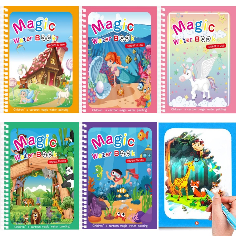 마법의 물 그림 책 어린이 몬테소리 재사용 가능한 색칠 - Reusable Water Magic Coloring Book 리뷰 및 가격
