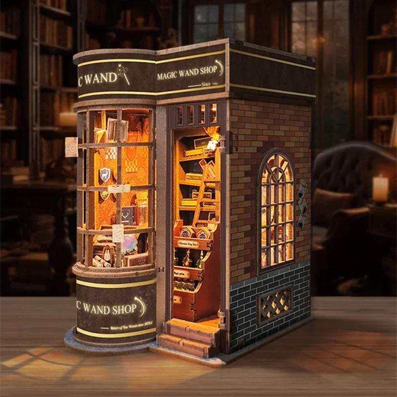 DIY 나무 미니어처 모델 키트, 마법 지팡이, 책장, - Diy Wooden Book Nook Kit Shelf Insert 리뷰 및 가격