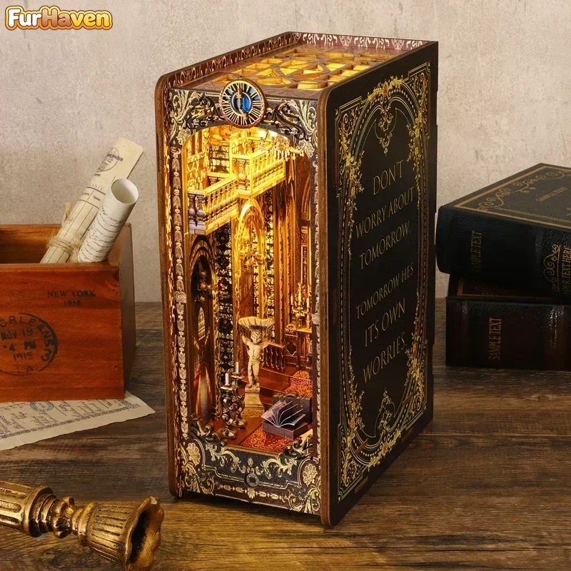 DIY 나무 책꽂이 인서트 키트, 미니어처 성당 북엔드 - Diy Wooden Book Nook Kit Shelf Insert 리뷰 및 가격